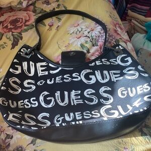 GUESS Monochrome Logo Shoulder Bag